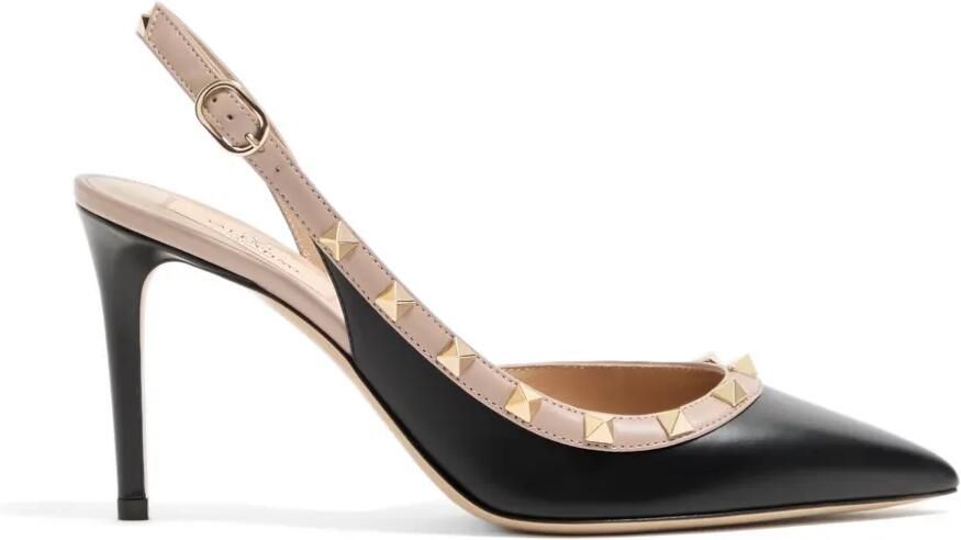 Valentino Garavani Rockstud kalfsleren slingback pumps 85 mm Zwart