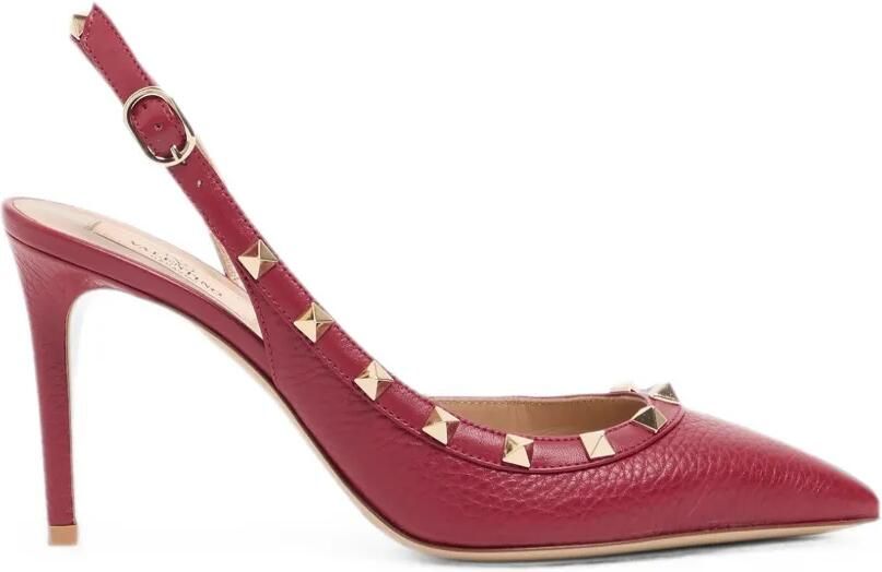 Valentino Garavani Rockstud kalfsleren slingback pumps met print Rood