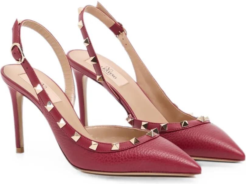 Valentino Garavani Rockstud kalfsleren slingback pumps met print Rood - Foto 2