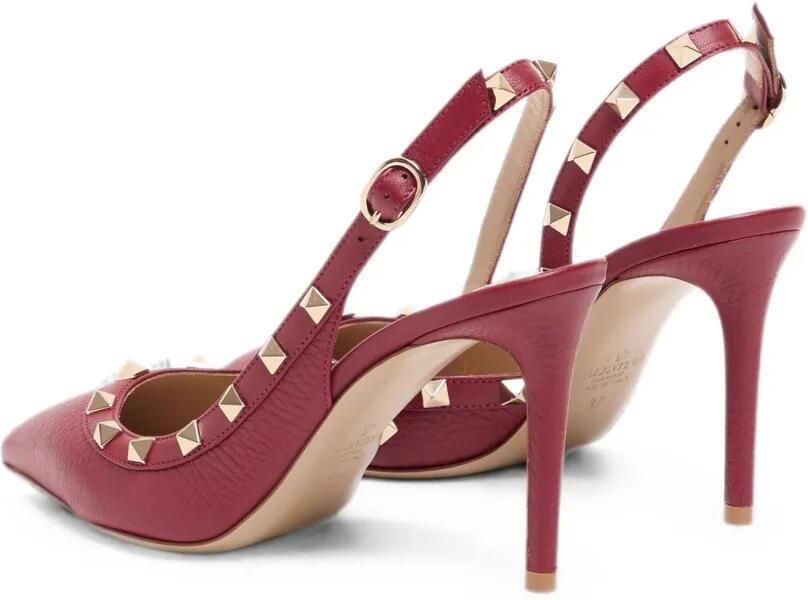 Valentino Garavani Rockstud kalfsleren slingback pumps met print Rood - Foto 3