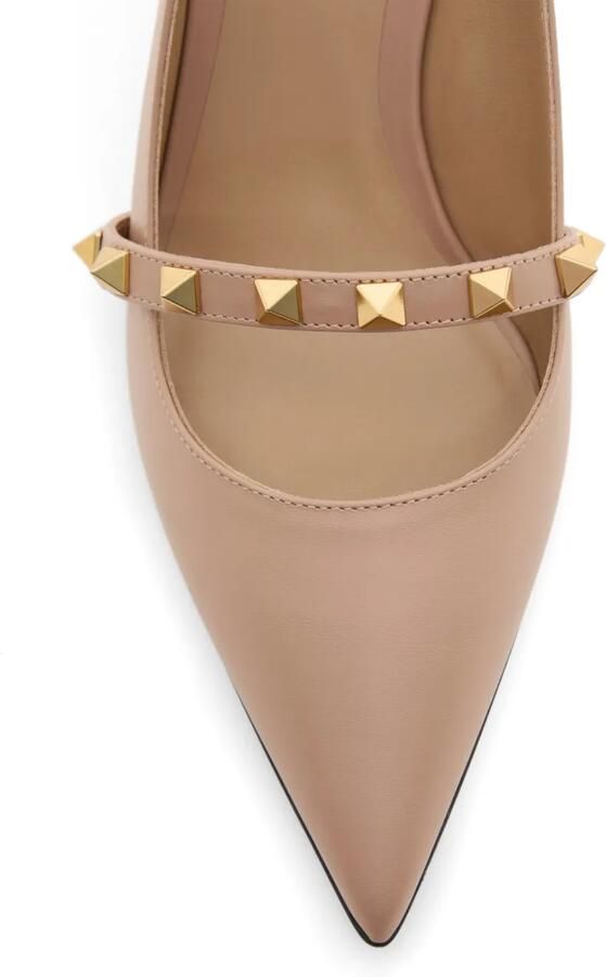 Valentino Garavani Rockstud kalfsleren slingback pumps met sculpturale hak 70 mm Beige - Foto 2