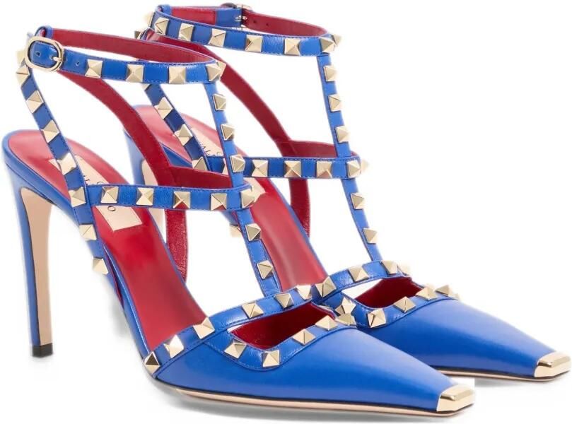 Valentino Garavani Rockstud kidskin pumps 100mm Blauw - Foto 3