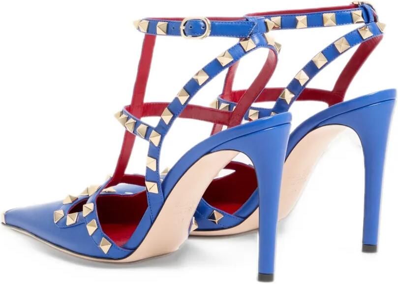 Valentino Garavani Rockstud kidskin pumps 100mm Blauw - Foto 4