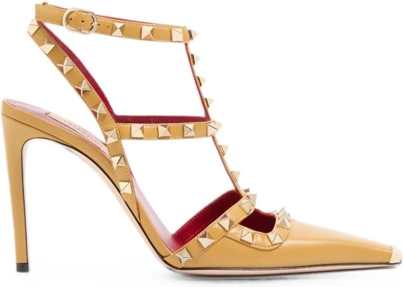 Valentino Garavani Rockstud kidskin pumps Geel