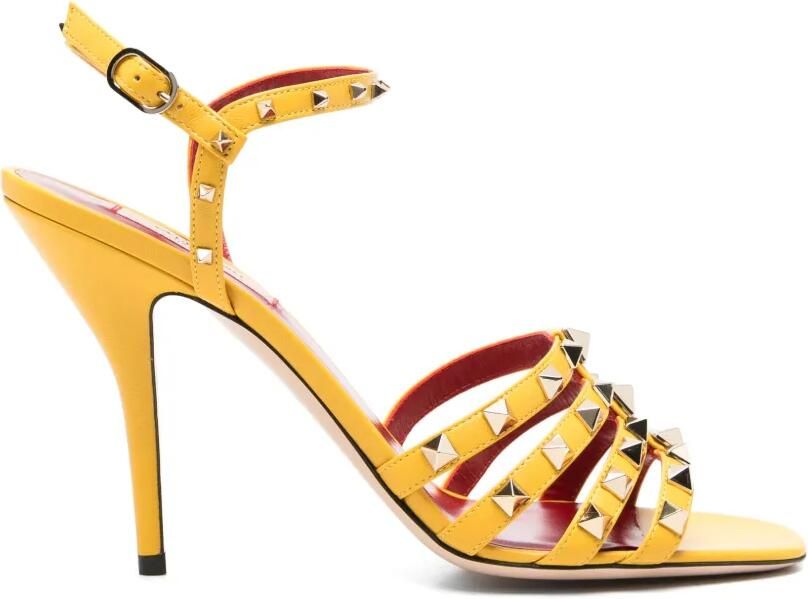 Valentino Garavani Rockstud kidskin sandalen Geel