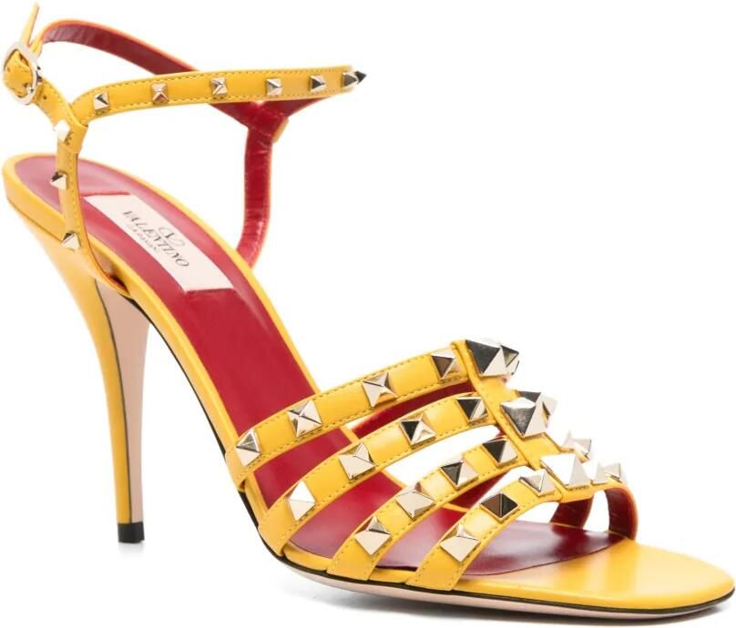 Valentino Garavani Rockstud kidskin sandalen Geel - Foto 3