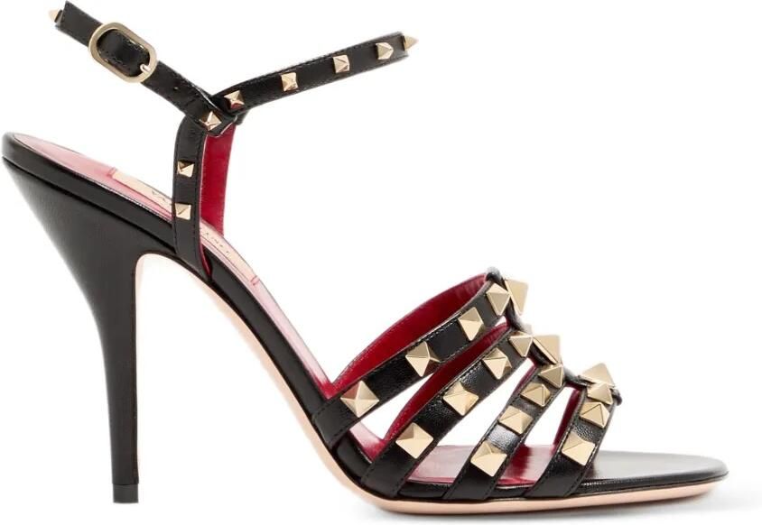 Valentino Garavani Rockstud kidskin sandalen Zwart