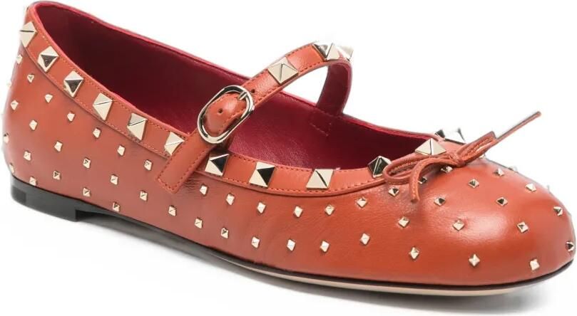 Valentino Garavani Rockstud leather ballet flats Oranje - Foto 2