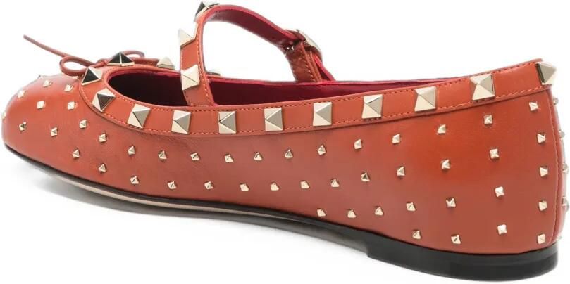 Valentino Garavani Rockstud leather ballet flats Oranje - Foto 3