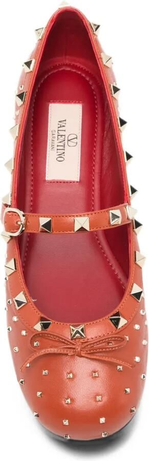 Valentino Garavani Rockstud leather ballet flats Oranje - Foto 4