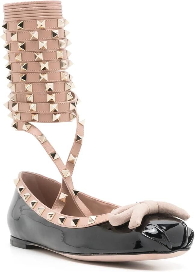 Valentino Garavani Rockstud leren ballerina's Zwart - Foto 2