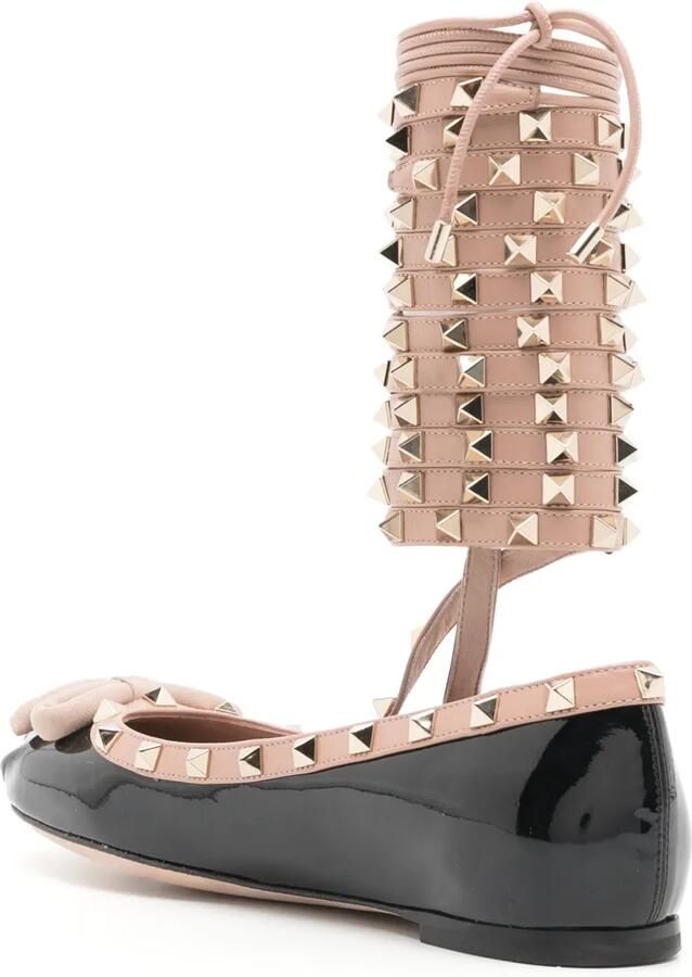 Valentino Garavani Rockstud leren ballerina's Zwart - Foto 3