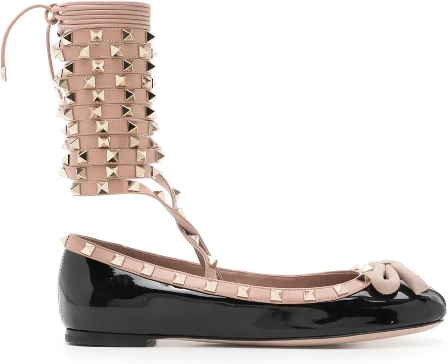 Valentino Garavani Rockstud leren ballerina's Zwart