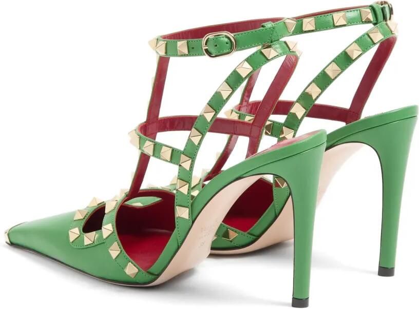 Valentino Garavani Rockstud leren pumps Groen - Foto 5
