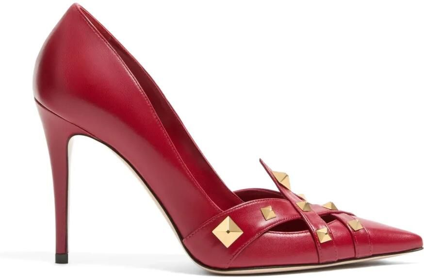 Valentino Garavani Rockstud leren pumps Rood