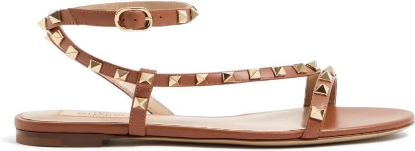 Valentino Garavani Rockstud leren sandalen Bruin