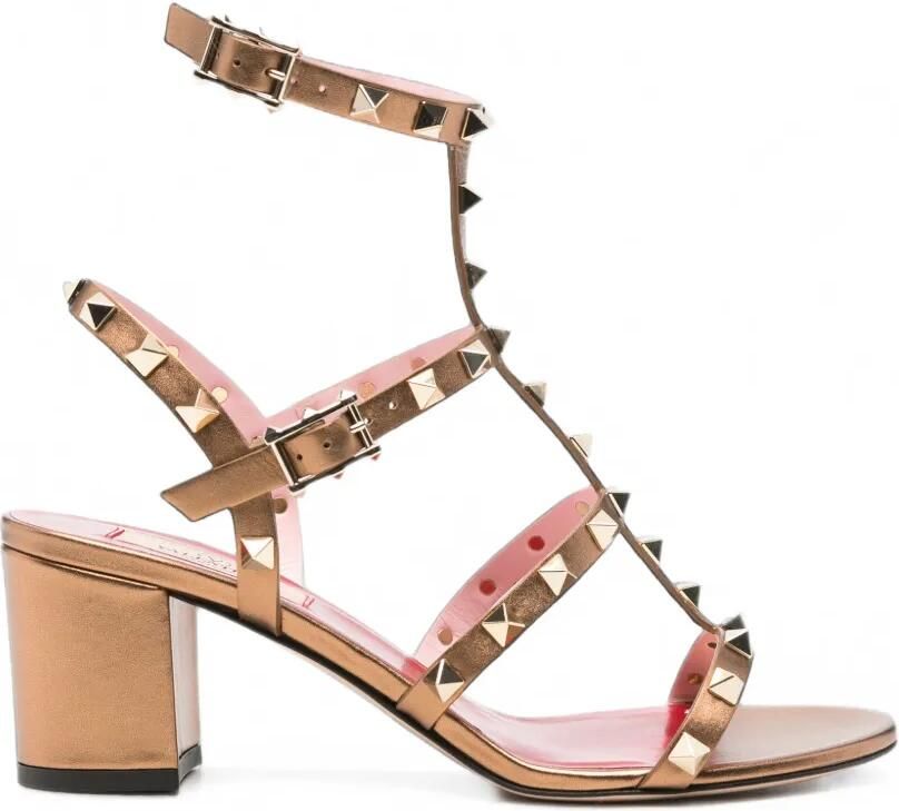 Valentino Garavani Rockstud leren sandalen Bruin