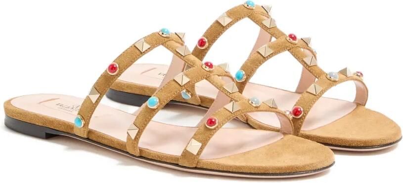 Valentino Garavani Rockstud leren sandalen met cabochon Bruin - Foto 5