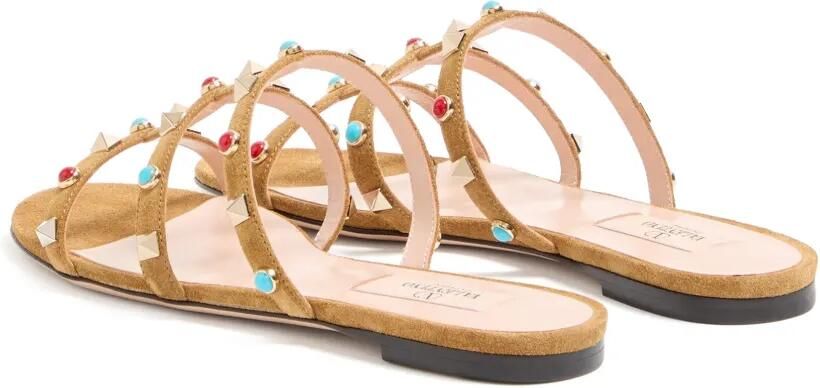 Valentino Garavani Rockstud leren sandalen met cabochon Bruin - Foto 4
