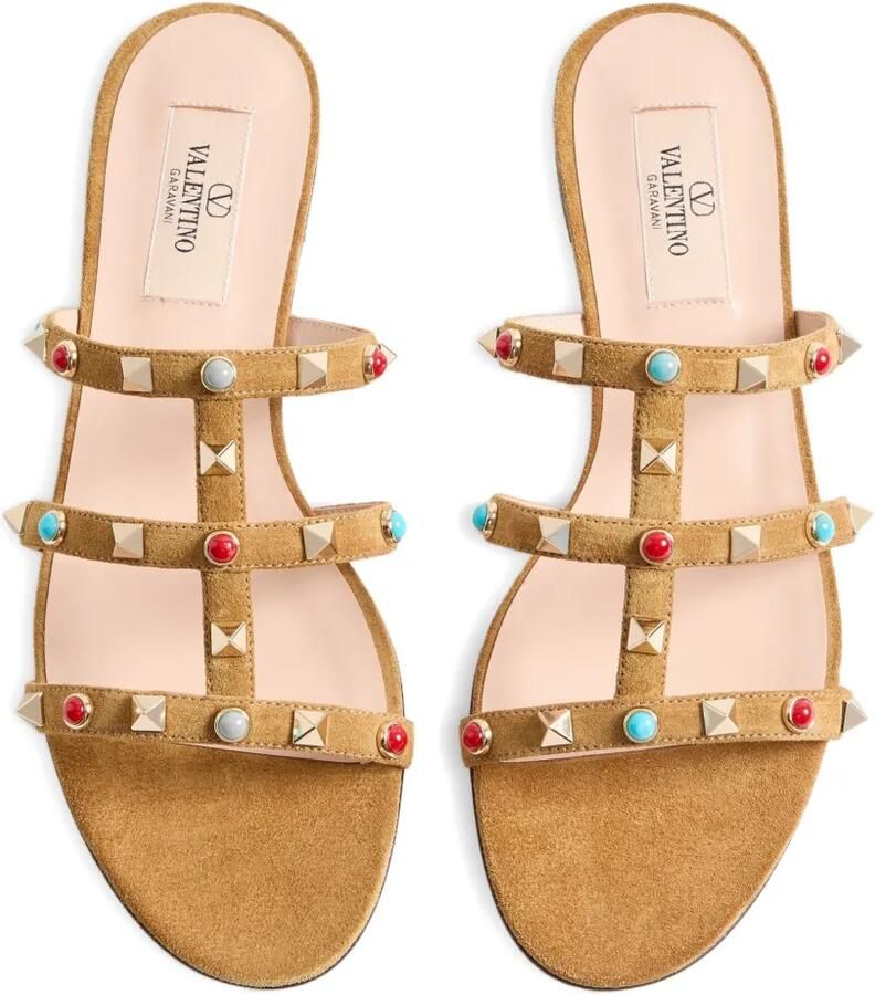 Valentino Garavani Rockstud leren sandalen met cabochon Bruin - Foto 2