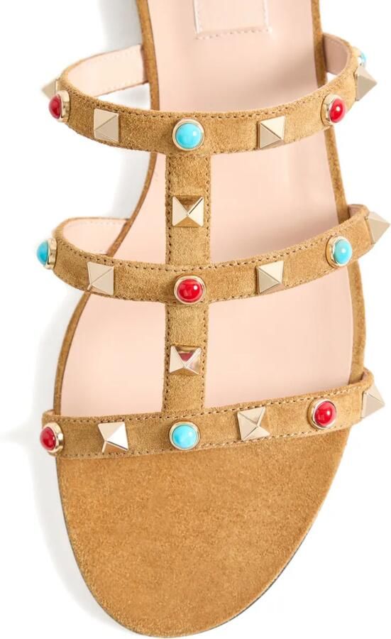 Valentino Garavani Rockstud leren sandalen met cabochon Bruin - Foto 3