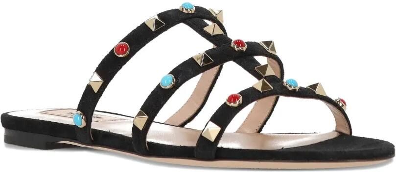 Valentino Garavani Rockstud leren sandalen met cabochon Zwart - Foto 4