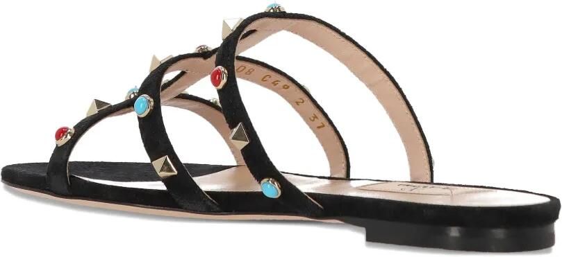 Valentino Garavani Rockstud leren sandalen met cabochon Zwart - Foto 3