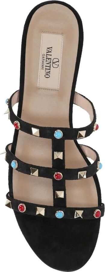 Valentino Garavani Rockstud leren sandalen met cabochon Zwart - Foto 2