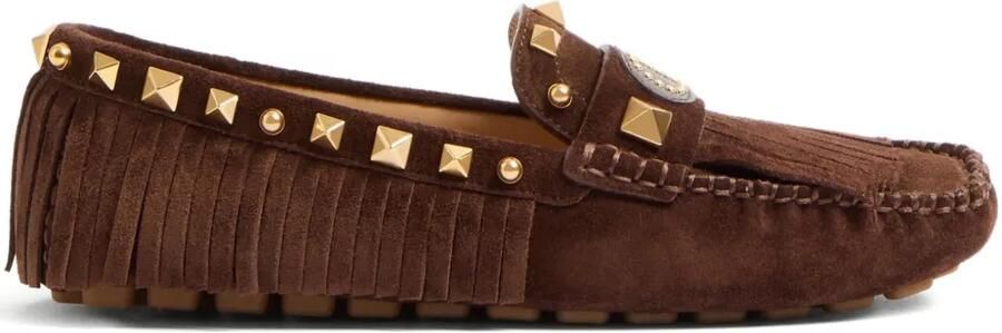 Valentino Garavani Rockstud loafers met franje Bruin