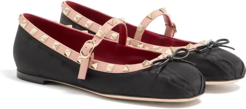 Valentino Garavani Rockstud Mary-Jane ballerina's van moiré stof Zwart - Foto 4