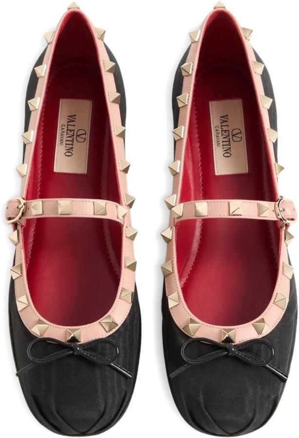Valentino Garavani Rockstud Mary-Jane ballerina's van moiré stof Zwart - Foto 3