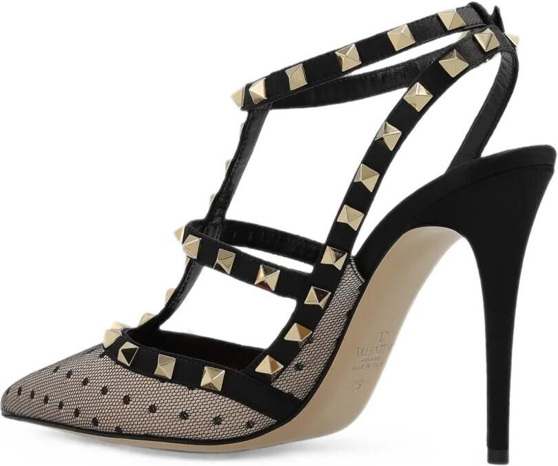Valentino Garavani Rockstud mesh pumps met stippen Zwart - Foto 3