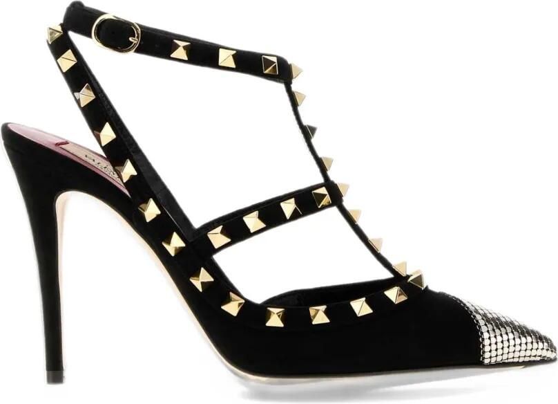 Valentino Garavani Rockstud mesh-tip pumps Zwart