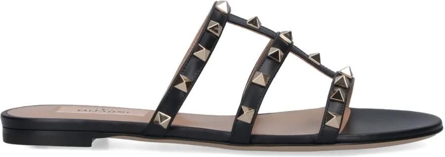 Valentino Garavani Rockstud platte sandalen Zwart