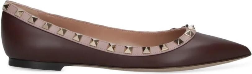 Valentino Garavani Rockstud ballerina's met puntige neus Bruin