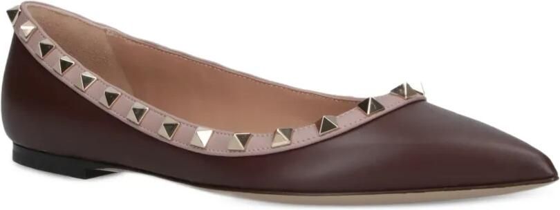 Valentino Garavani Rockstud ballerina's met puntige neus Bruin - Foto 3