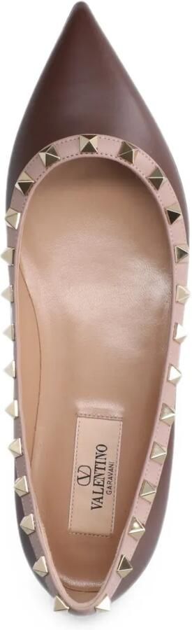 Valentino Garavani Rockstud ballerina's met puntige neus Bruin - Foto 4