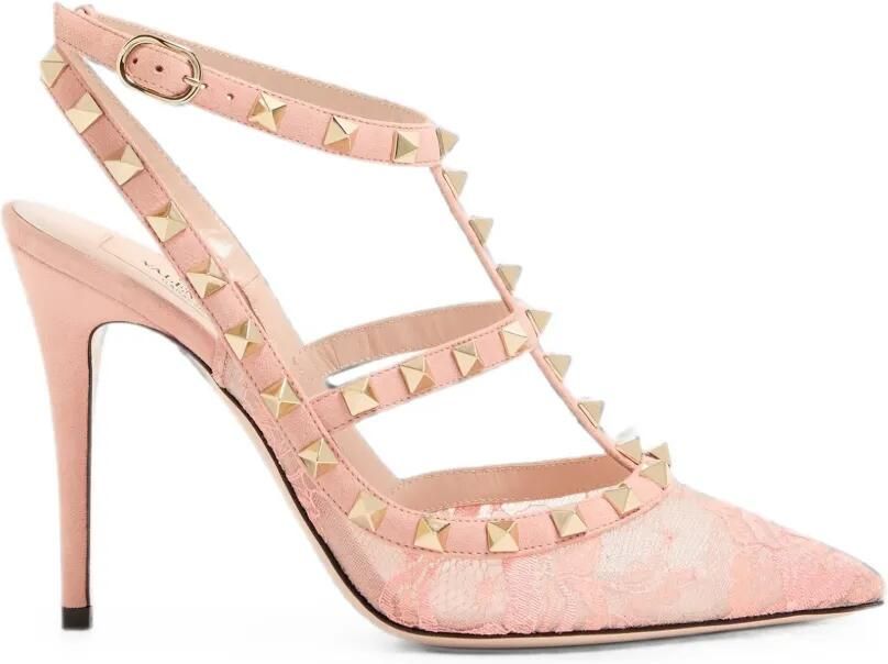Valentino Garavani Rockstud pumps met bandjes Roze