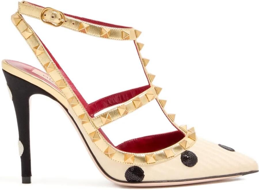 Valentino Garavani Rockstud Pumps met Plus de Pois borduurwerk 100 mm Beige