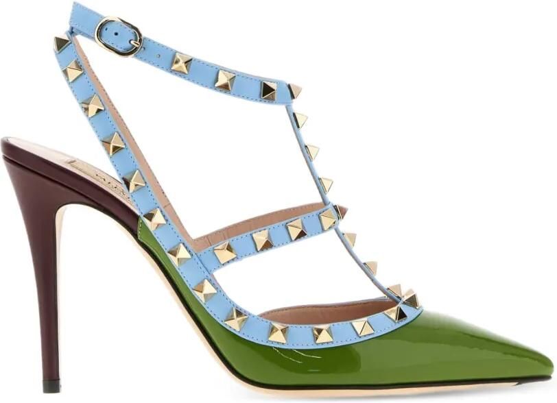 Valentino Garavani Rockstud pumps van lakleer Groen