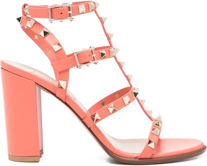 Valentino Garavani Rockstud sandalen met enkelbandje Oranje