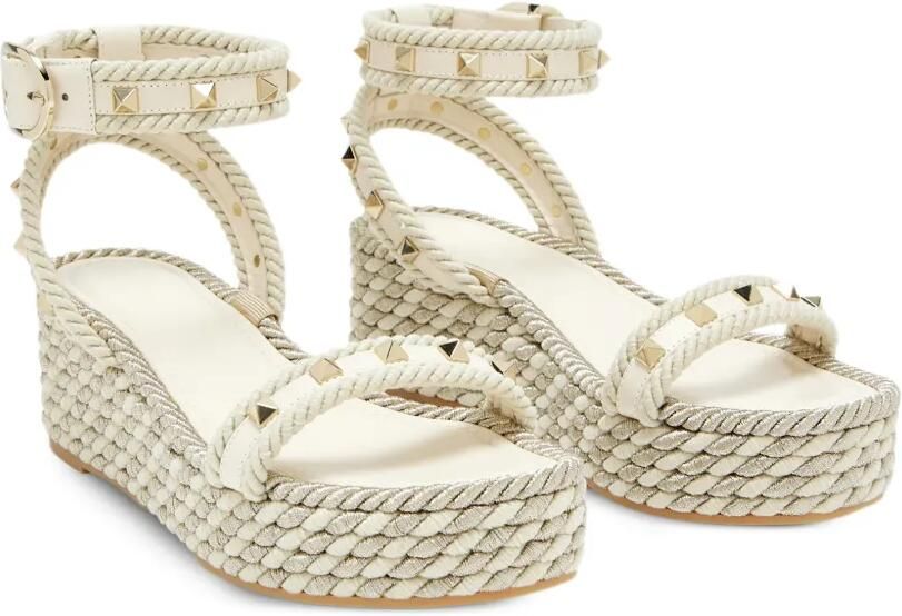 Valentino Garavani Rockstud sandalen met plateauzool Beige - Foto 3