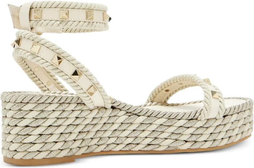 Valentino Garavani Rockstud sandalen met plateauzool Beige - Foto 4