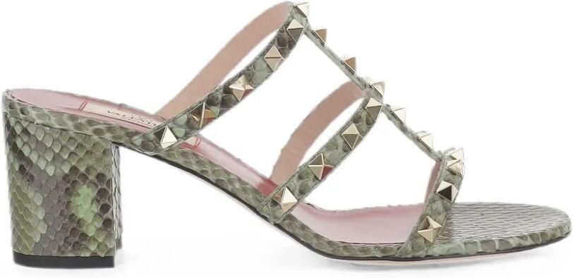 Valentino Garavani Rockstud sandalen met slangenleer-effect Groen