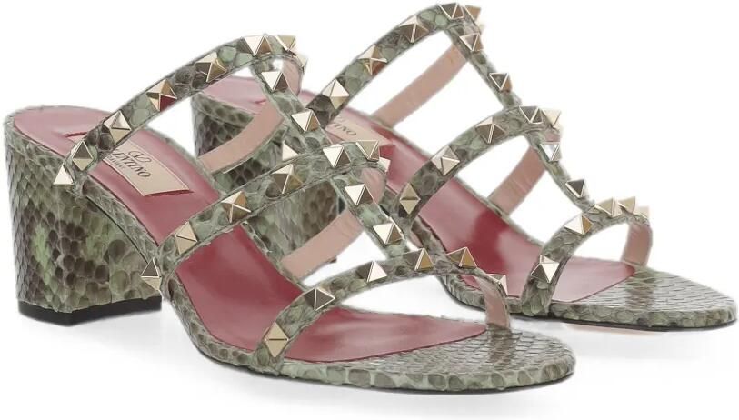 Valentino Garavani Rockstud sandalen met slangenleer-effect Groen - Foto 4