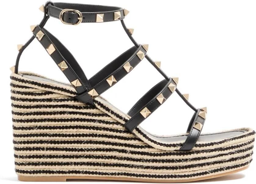 Valentino Garavani Rockstud sandalen met sleehak en bandjes (95 mm) Zwart