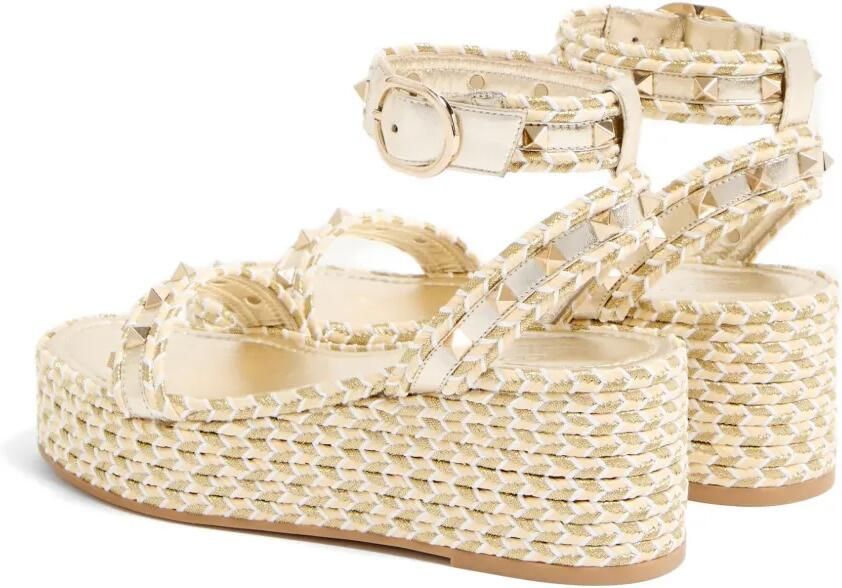 Valentino Garavani Rockstud sandalen van gelamineerd nappaleer met plateauzool (45 mm) Beige - Foto 4