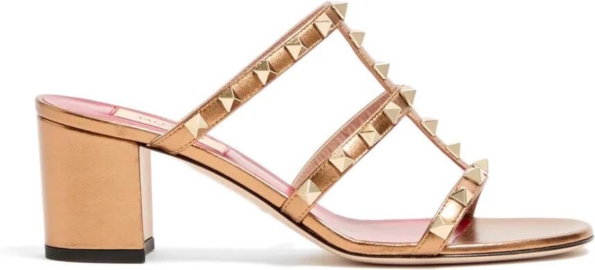 Valentino Garavani Rockstud sandalen van gelamineerde nappa Goud