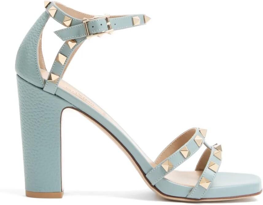 Valentino Garavani Rockstud sandalen van kalfsleer met elandprint Blauw
