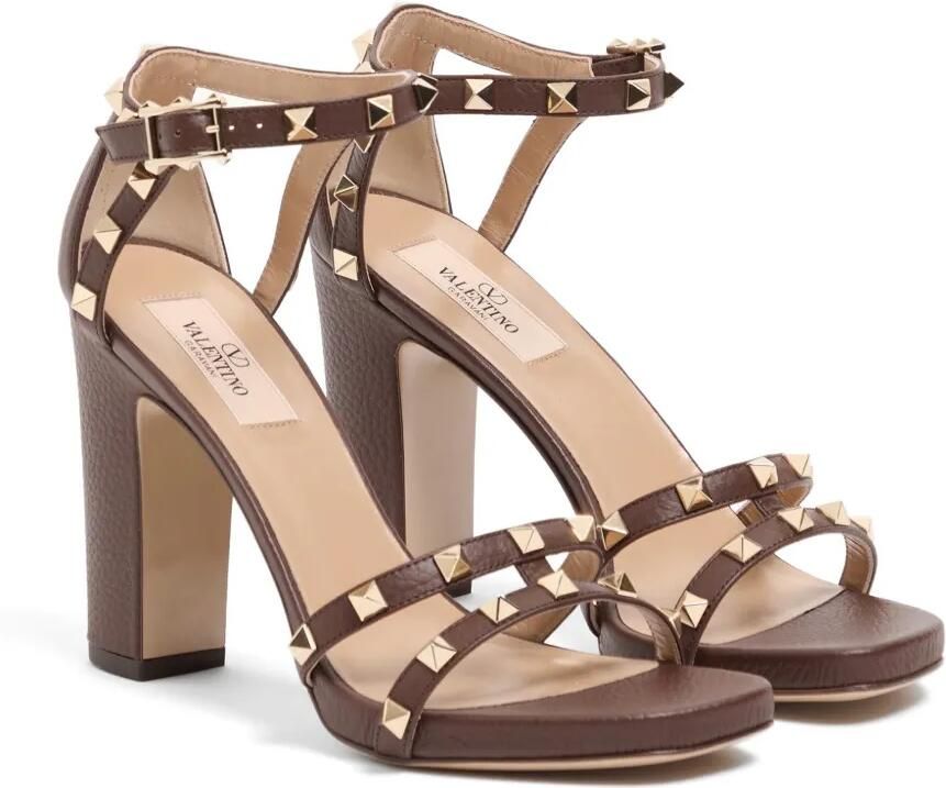 Valentino Garavani Rockstud sandalen van kalfsleer met elandprint Bruin - Foto 2